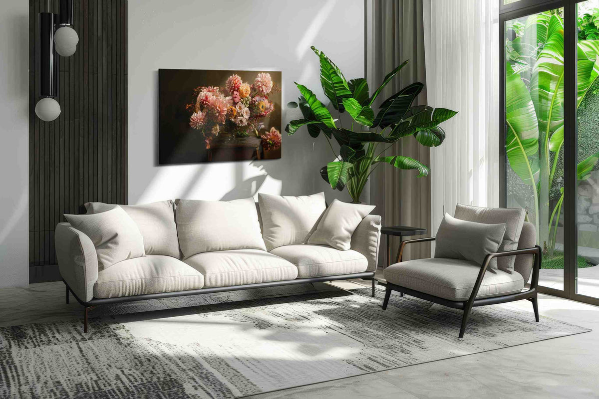 Eternal Bloom Symphony floral canvas print in a modern interior mockup