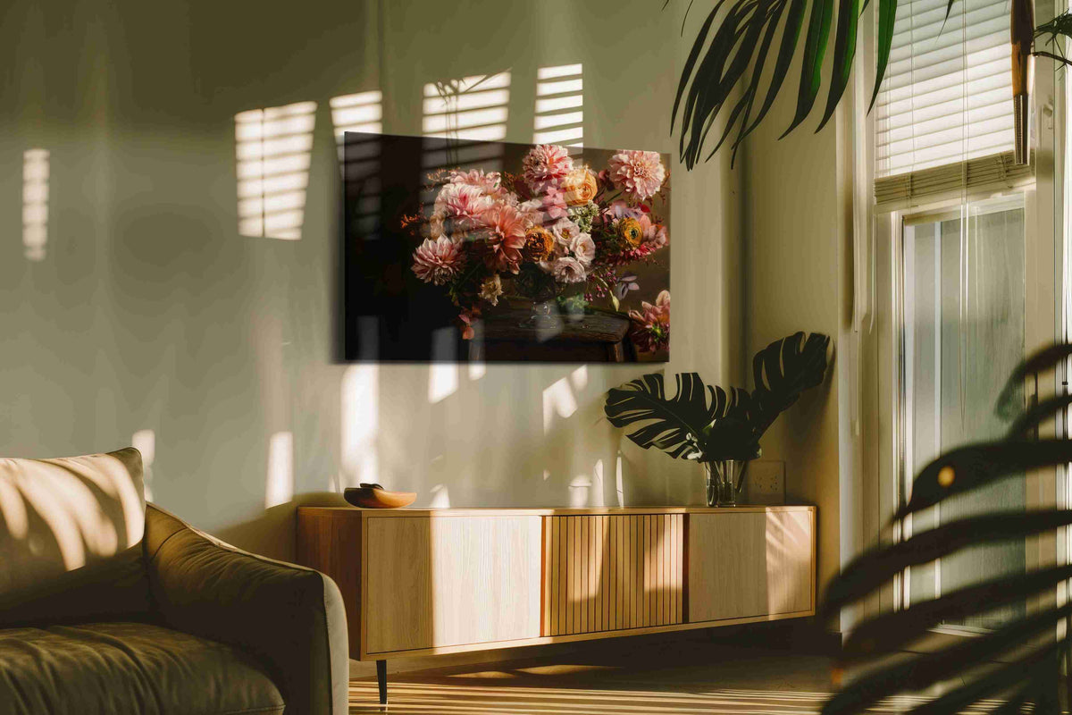 Eternal Bloom Symphony floral canvas print, on wall, lifestyle preview
