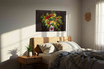 Eternal Bloom Symphony II floral canvas print, displayed in a bedroom