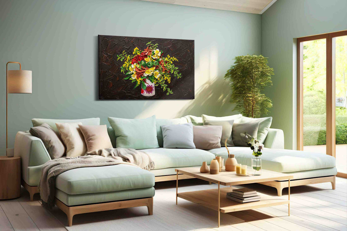 Eternal Bloom Symphony II floral canvas print, hanging on wall