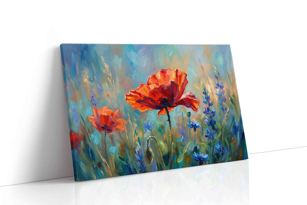 Ethereal Blooms in Harmony poppies canvas print gallery-wrapped landscape canvas studio shot