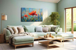 Ethereal Blooms in Harmony poppies canvas print shown in a wall scene