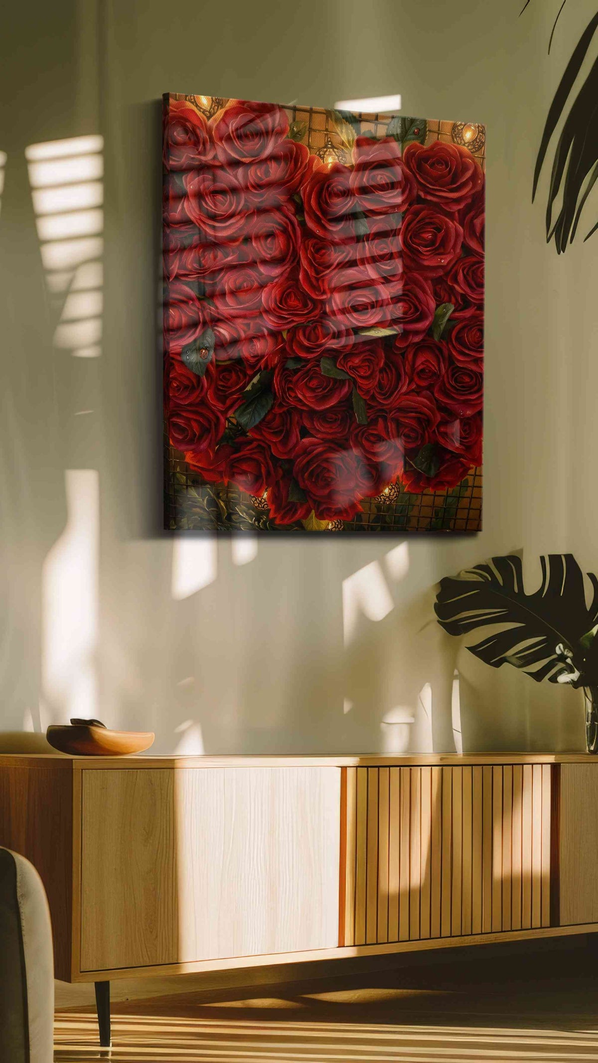 Heart of Scarlet Bloom floral canvas print, on wall, lifestyle preview