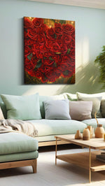 Heart of Scarlet Bloom (Floral) - Floral Canvas Print, Botanical Wall Art, Flower Canvas Art in a hung canvas mockup