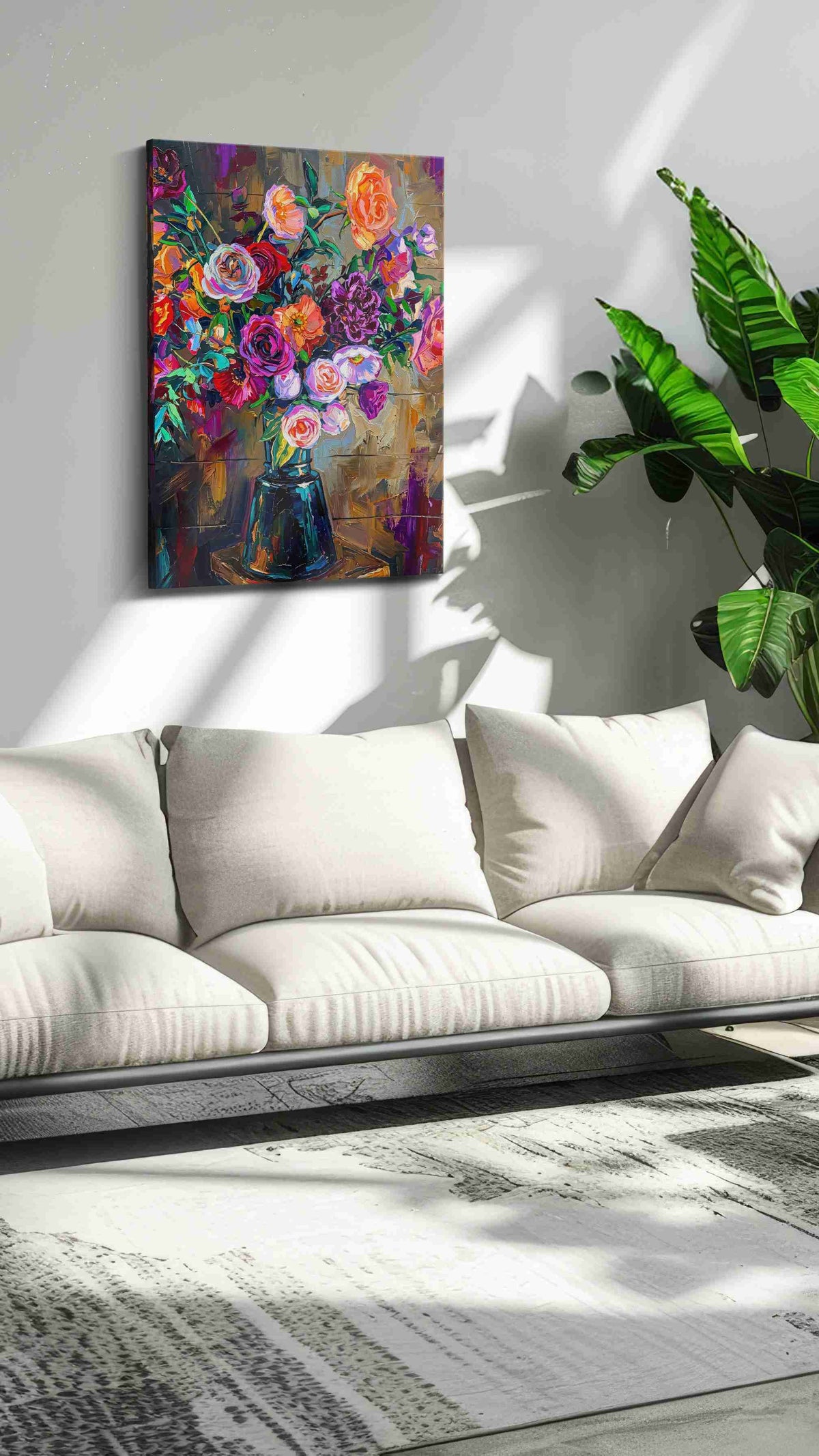 Vivid Symphony of Blooms floral canvas print, on wall, lifestyle preview