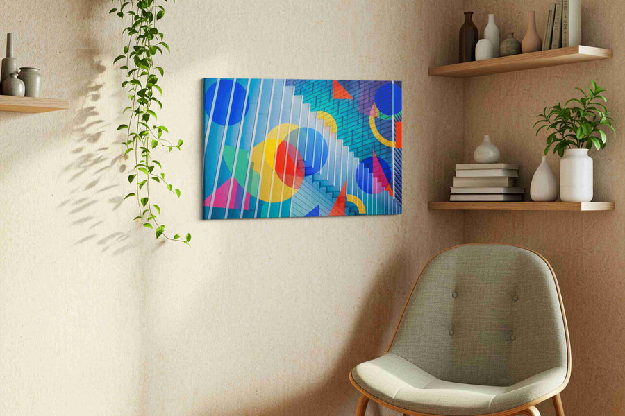 Chromatic Cityscape Symphony (Geometric) - Modern, Modern Wall Art, Contemporary Canvas Print, Minimalist Decor