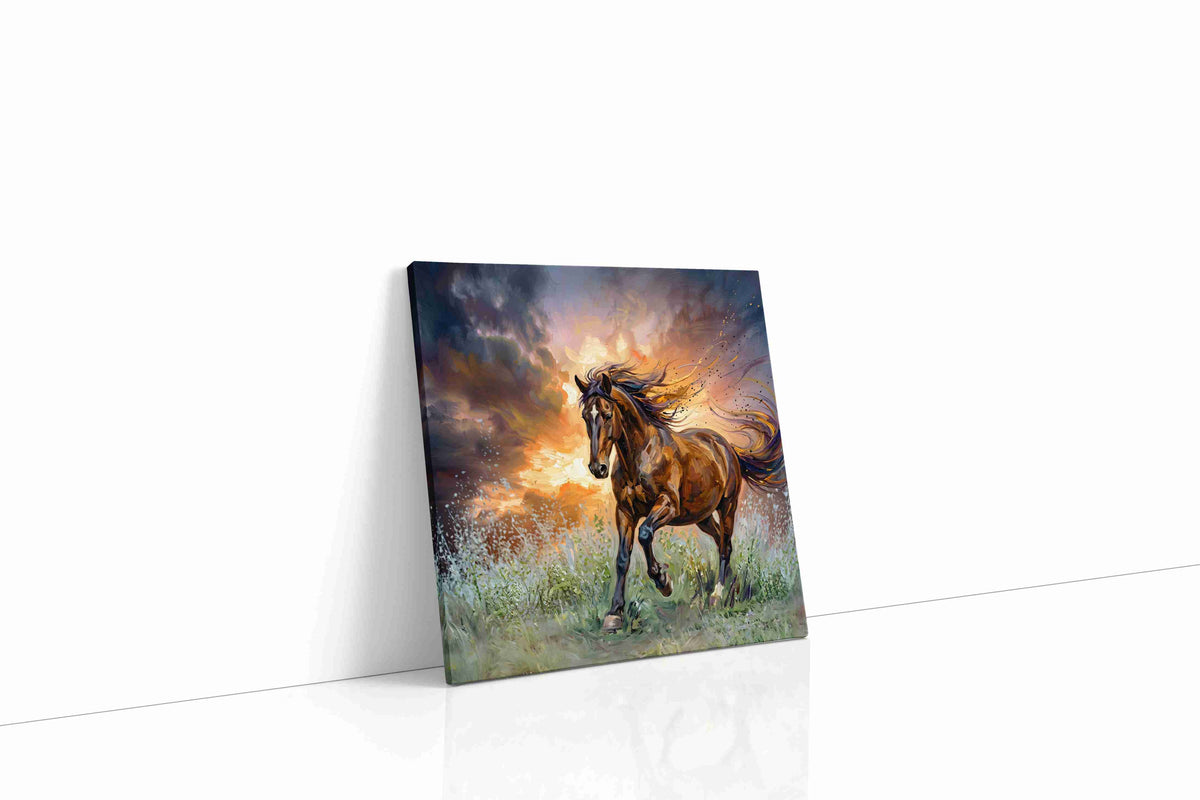 Ethereal Gallop at Dusk horses canvas print gallery-wrapped square canvas studio shot