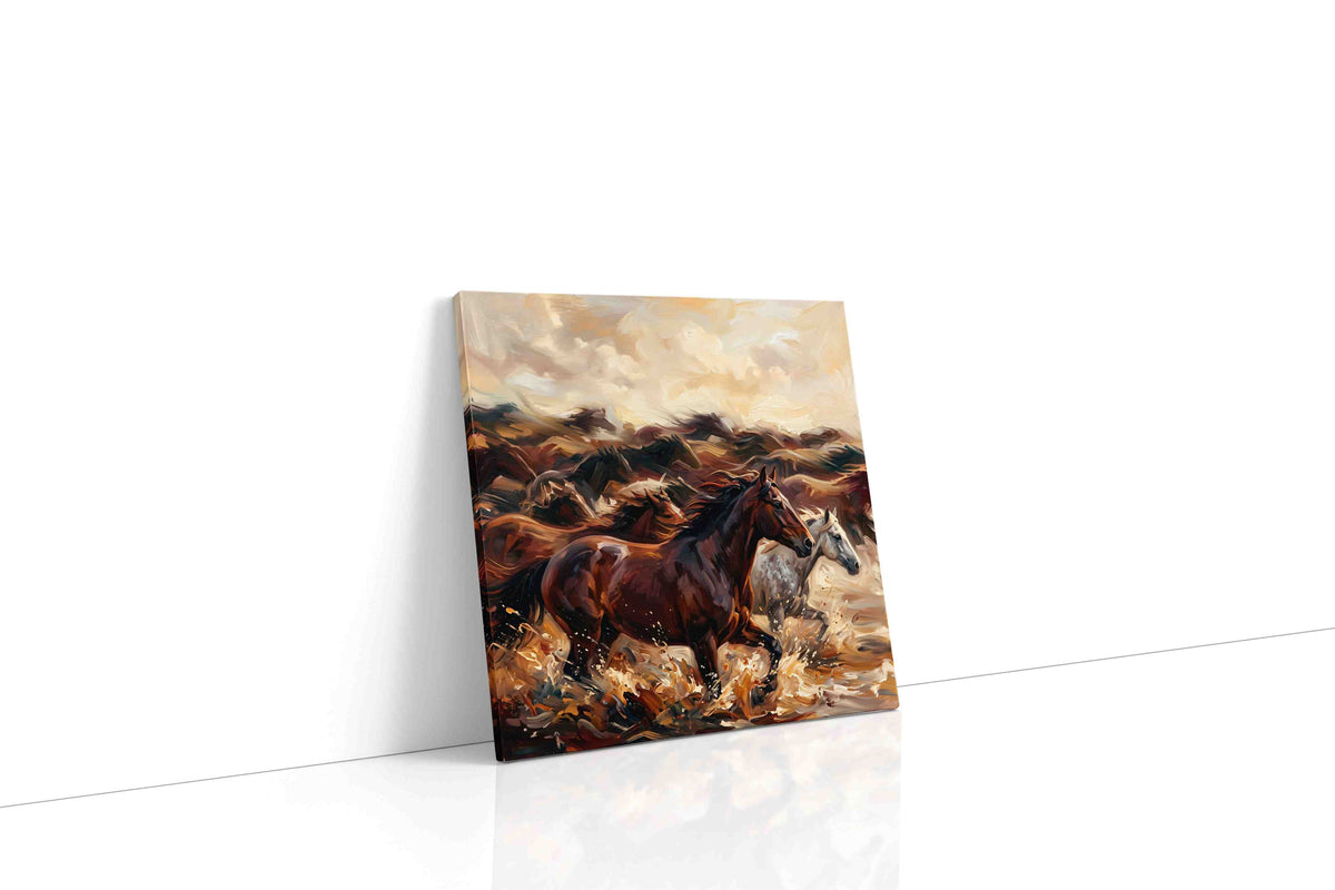 Gallop Through the Tempest horses canvas print gallery-wrapped square canvas studio shot