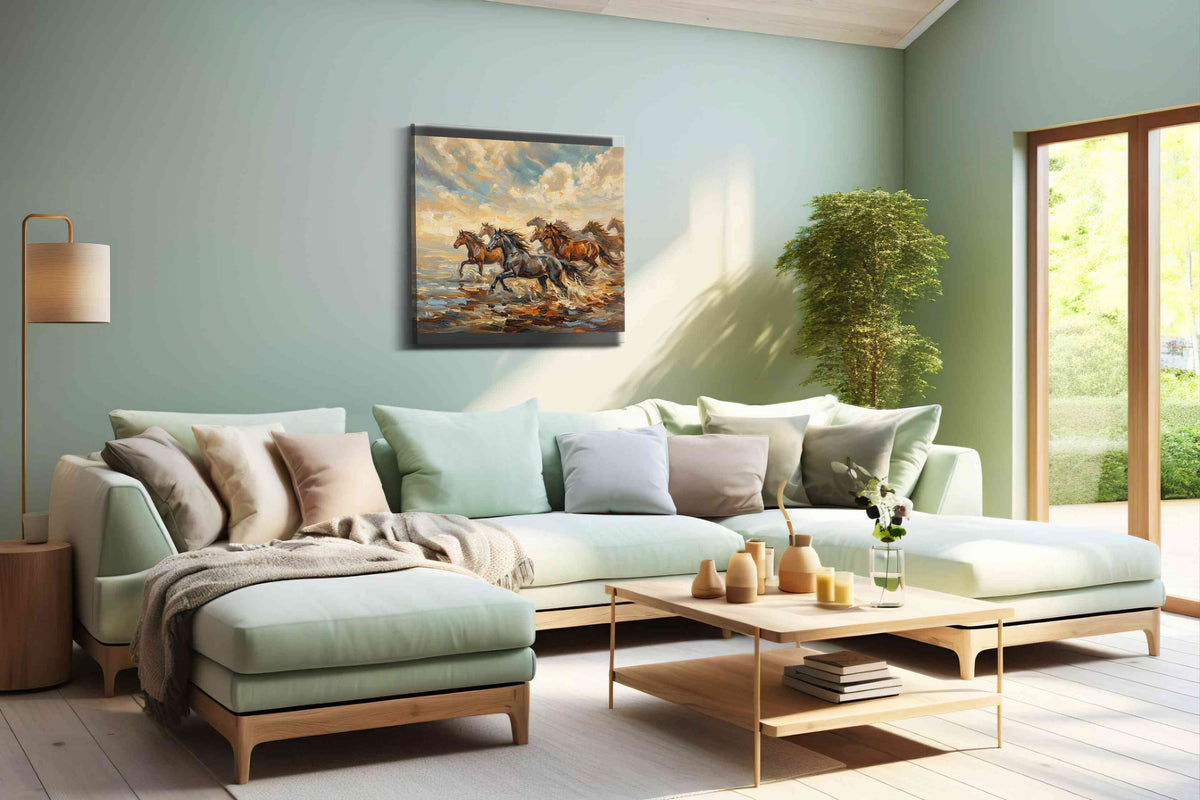 Gallop Through the Tempest II horses canvas print, hanging on wall