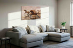 Galloping Through the Mist (Horses) - Horse Wall Art, Equine Canvas Print, Western Decor styled in a living room