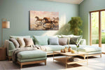 Galloping Through the Mist horses canvas print, hanging on wall
