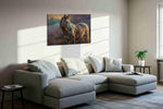 Majestic Equine Dusk (Horses) - Animals, Animal Wall Art, Wildlife Canvas Print, Animal Lover Decor in a living room scene