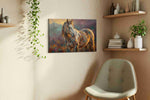 Majestic Equine Dusk animals canvas print, displayed in a living room