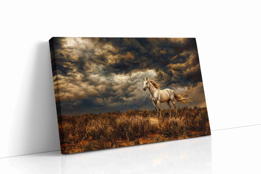Tempest of the Plains horses canvas print gallery-wrapped landscape canvas studio shot