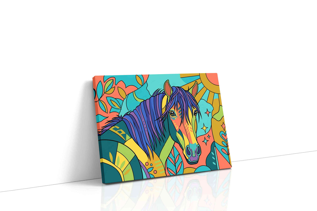 Vibrant Equine Dreams animals canvas print, gallery-wrapped, ready to hang