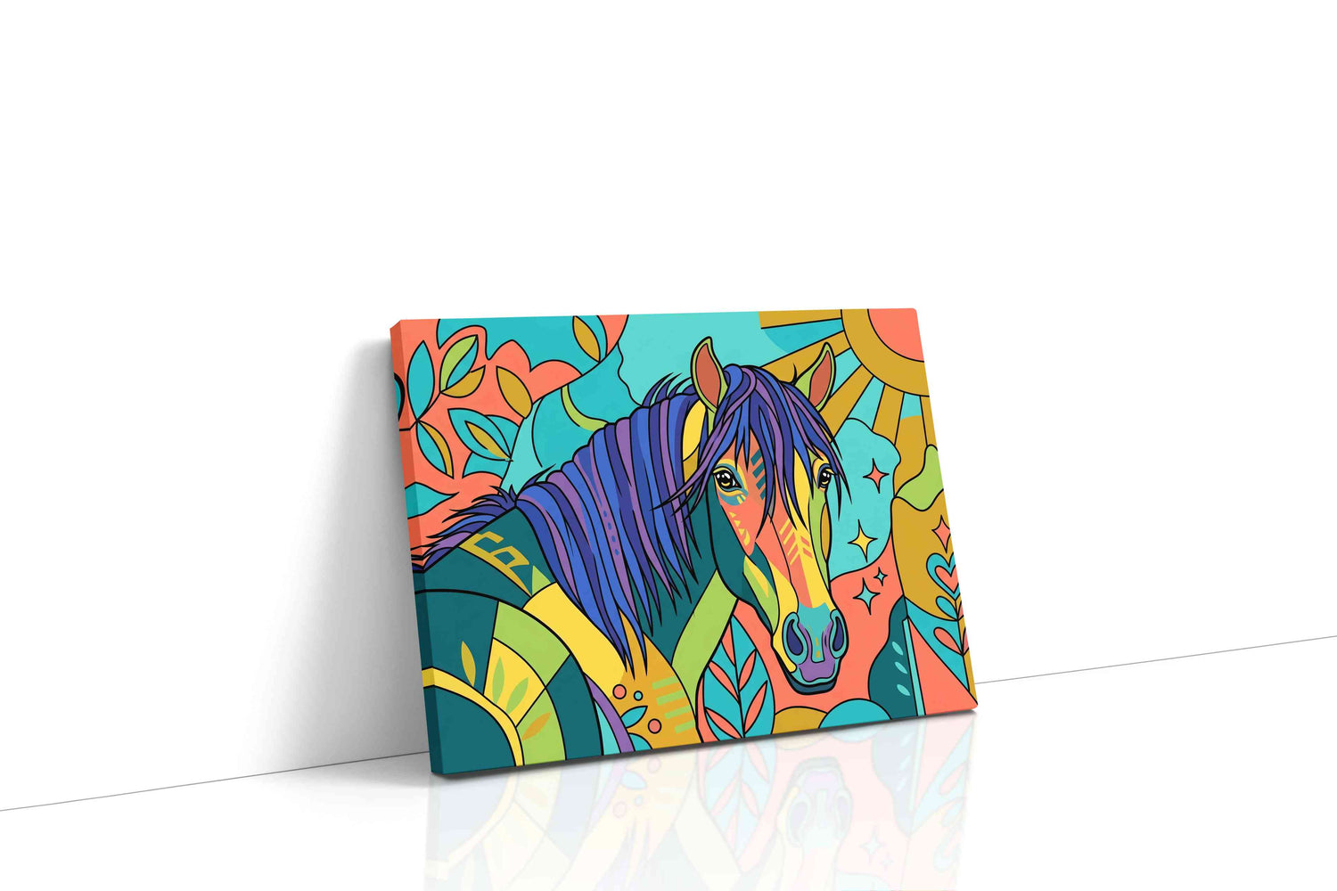 Vibrant Equine Dreams animals canvas print, gallery-wrapped, ready to hang
