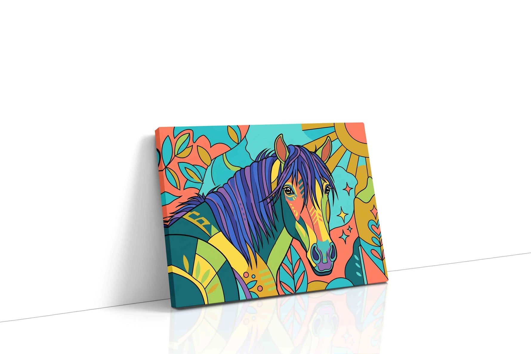 Vibrant Equine Dreams animals canvas print, gallery-wrapped, ready to hang