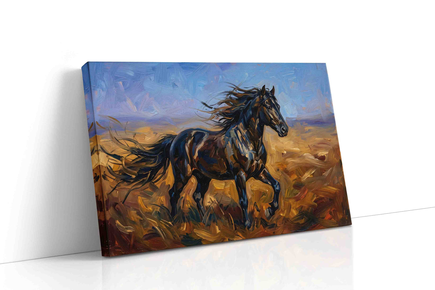 Wild Majesty in Motion (Horses) - Horse Wall Art, Equine Canvas Print, Western Decor gallery-wrapped landscape canvas studio shot