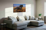 Wild Majesty in Motion horses canvas print, displayed in a living room