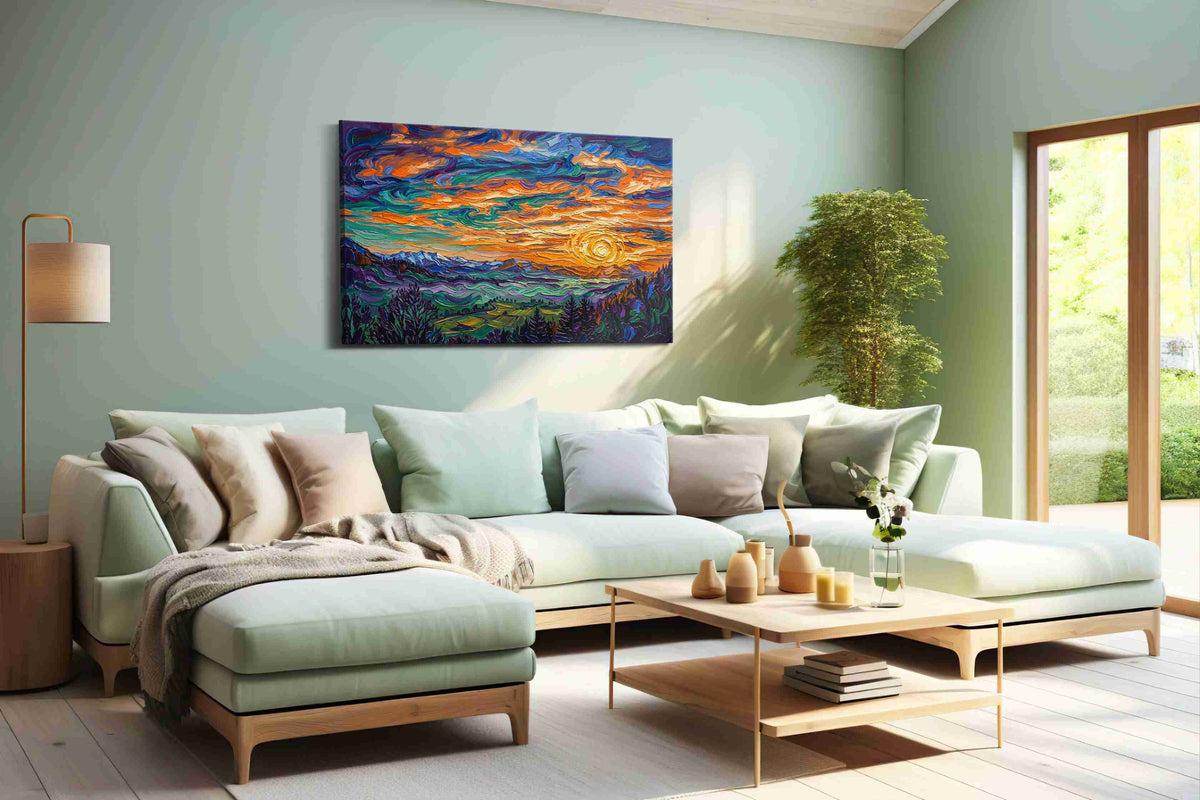 Aurora's Embrace nature canvas print, hanging on wall
