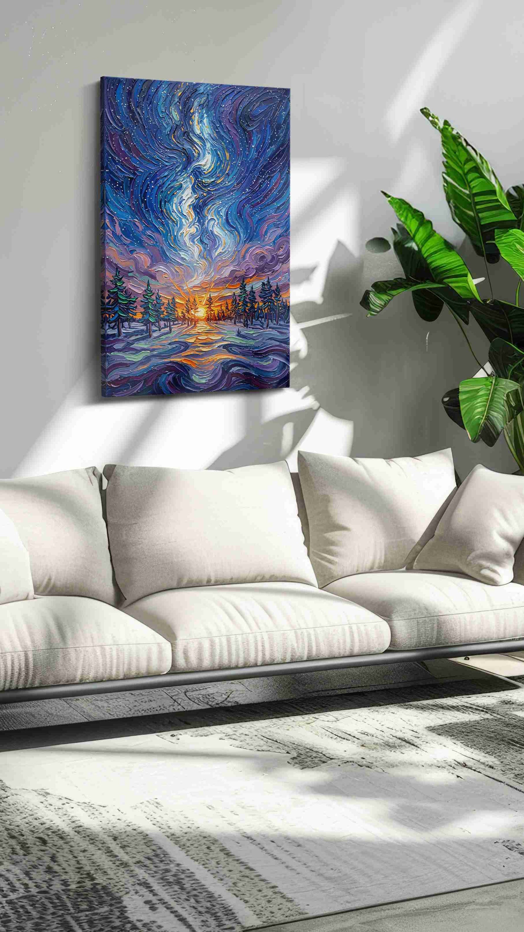 Celestial Dawn's Embrace nature canvas print, on wall, lifestyle preview