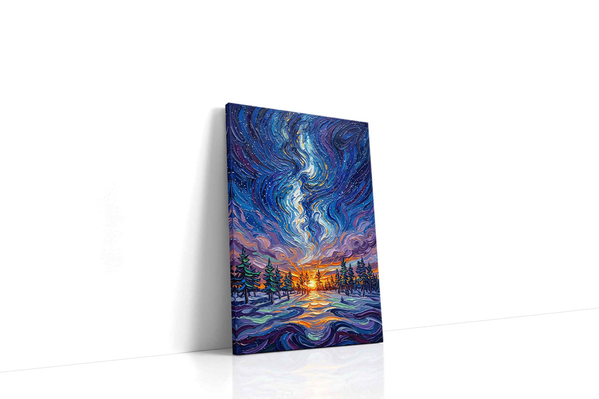 Celestial Dawn's Embrace (Landscape) - Nature, Nature Wall Art, Scenic Canvas Print, Natural Landscape Art gallery-wrapped portrait canvas studio shot