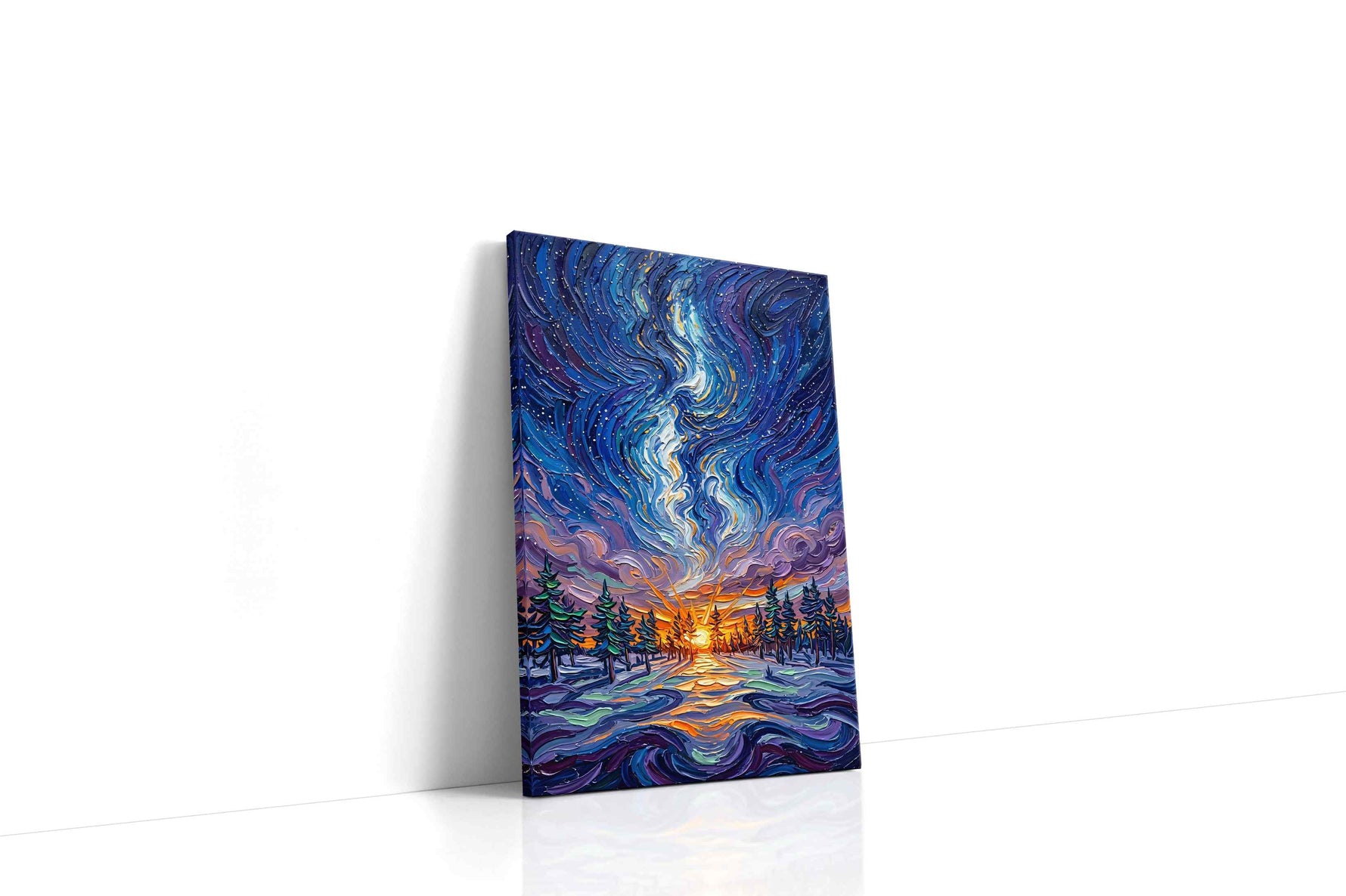 Celestial Dawn's Embrace (Landscape) - Nature, Nature Wall Art, Scenic Canvas Print, Natural Landscape Art gallery-wrapped portrait canvas studio shot