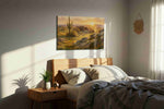 Desert Glow Serenade landscape canvas print, displayed in a bedroom