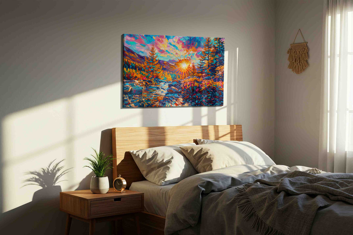 Eternal Radiance in Autumn nature canvas print, displayed in a bedroom