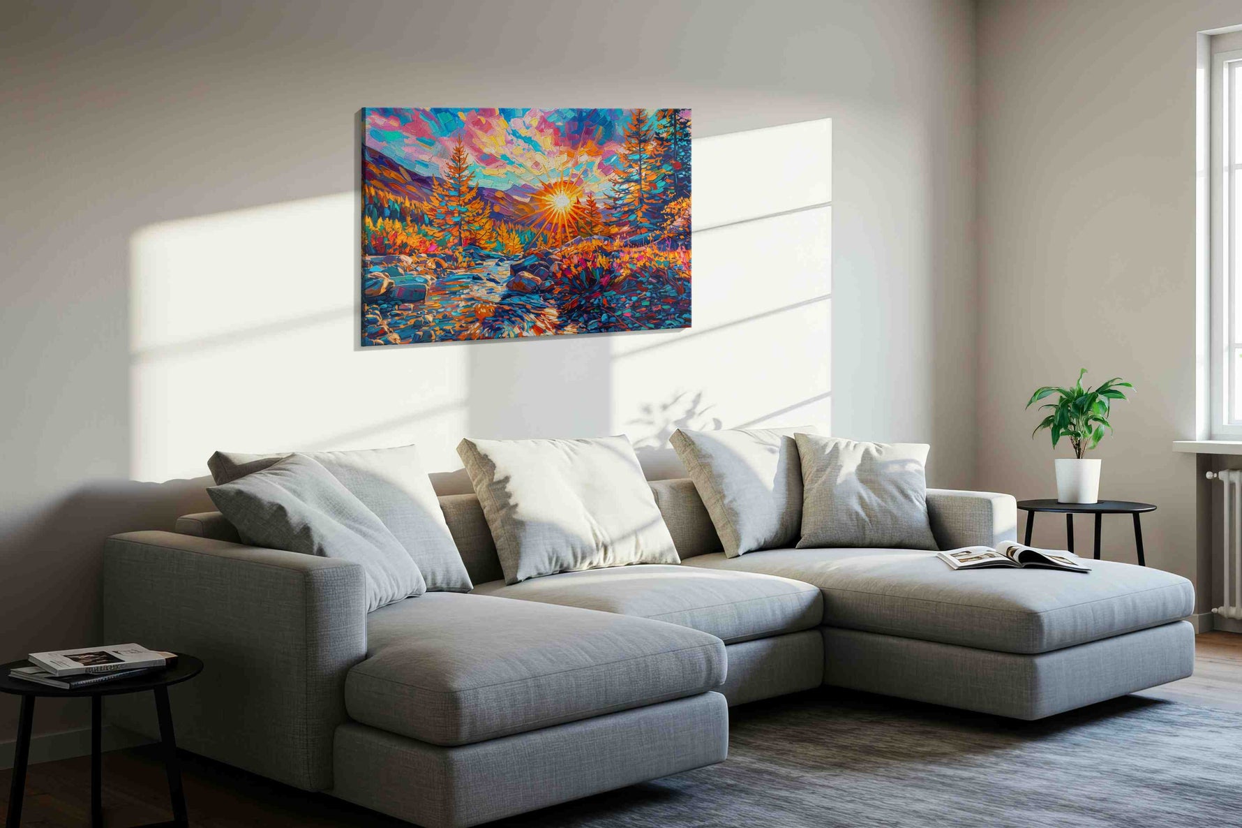 Eternal Radiance in Autumn nature canvas print styled in a living room