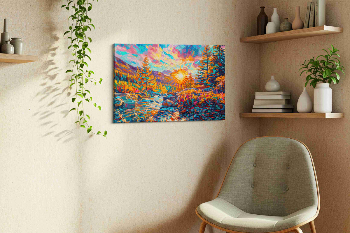 Eternal Radiance in Autumn nature canvas print, displayed in a living room