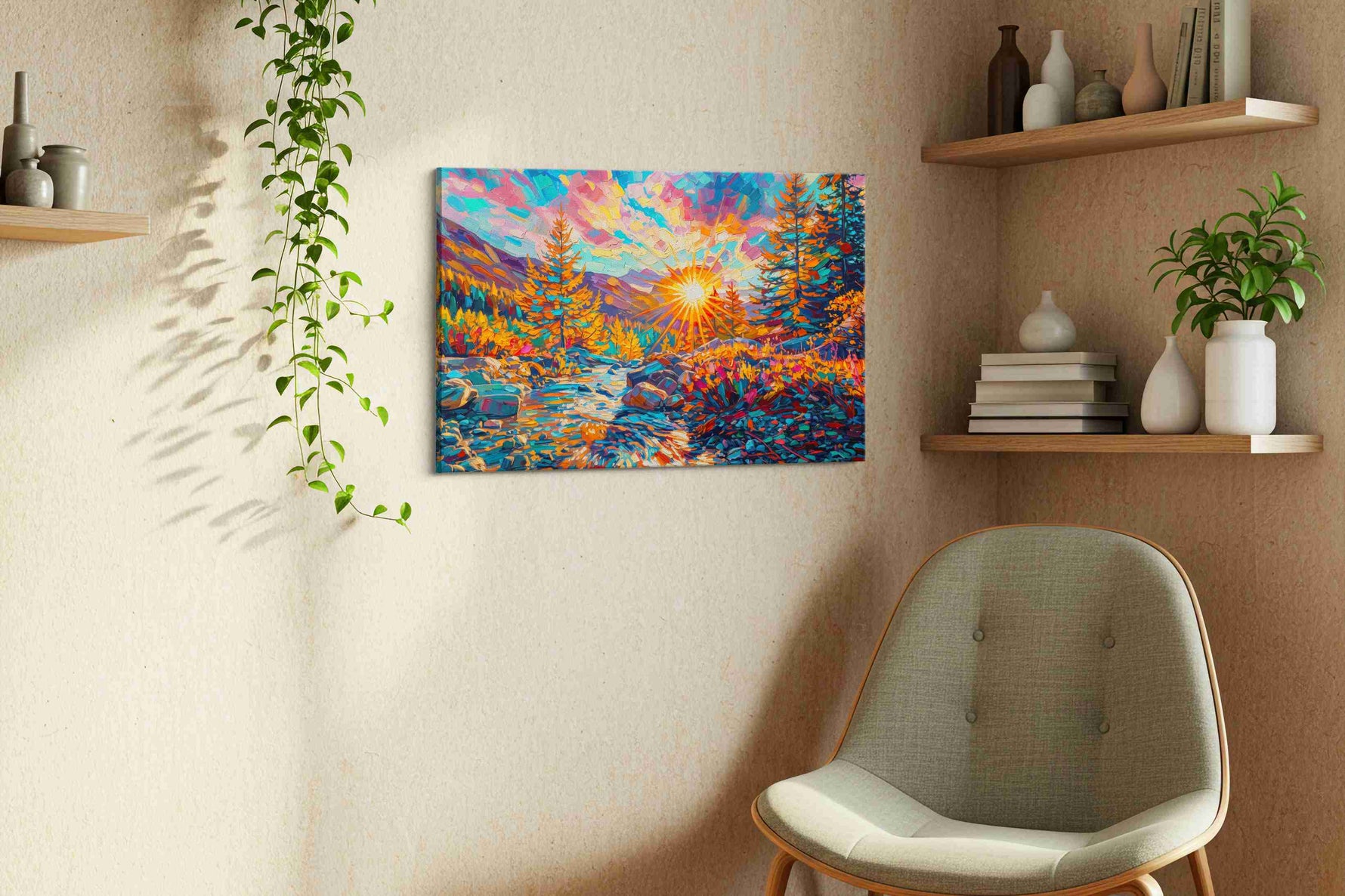 Eternal Radiance in Autumn nature canvas print, displayed in a living room