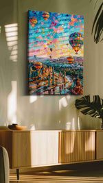 Ethereal Skies of Cappadocia landscape canvas print in a hung canvas mockup