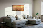 Golden Dawn Over Tranquil Hills (Landscape) - Nature, Nature Wall Art, Scenic Canvas Print, Natural Landscape Art styled in a living room