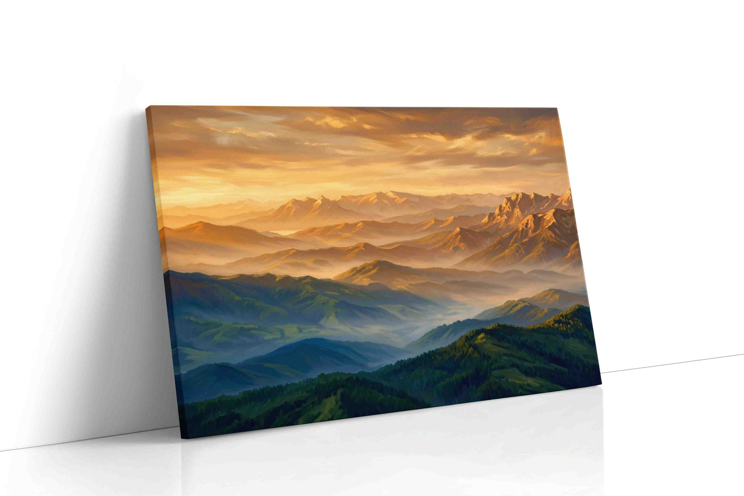 Golden Peaks of Serenity mountain canvas print, gallery-wrapped, ready to hang