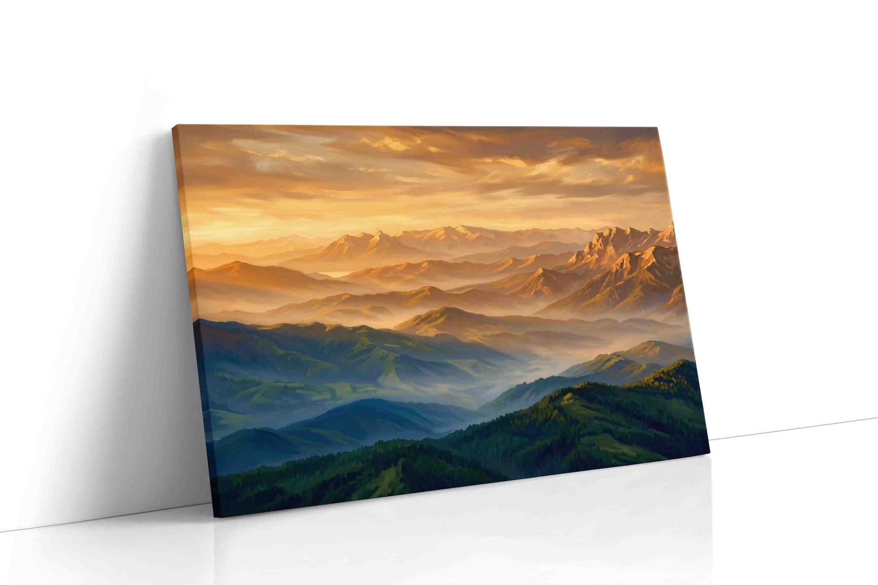 Golden Peaks of Serenity mountain canvas print, gallery-wrapped, ready to hang