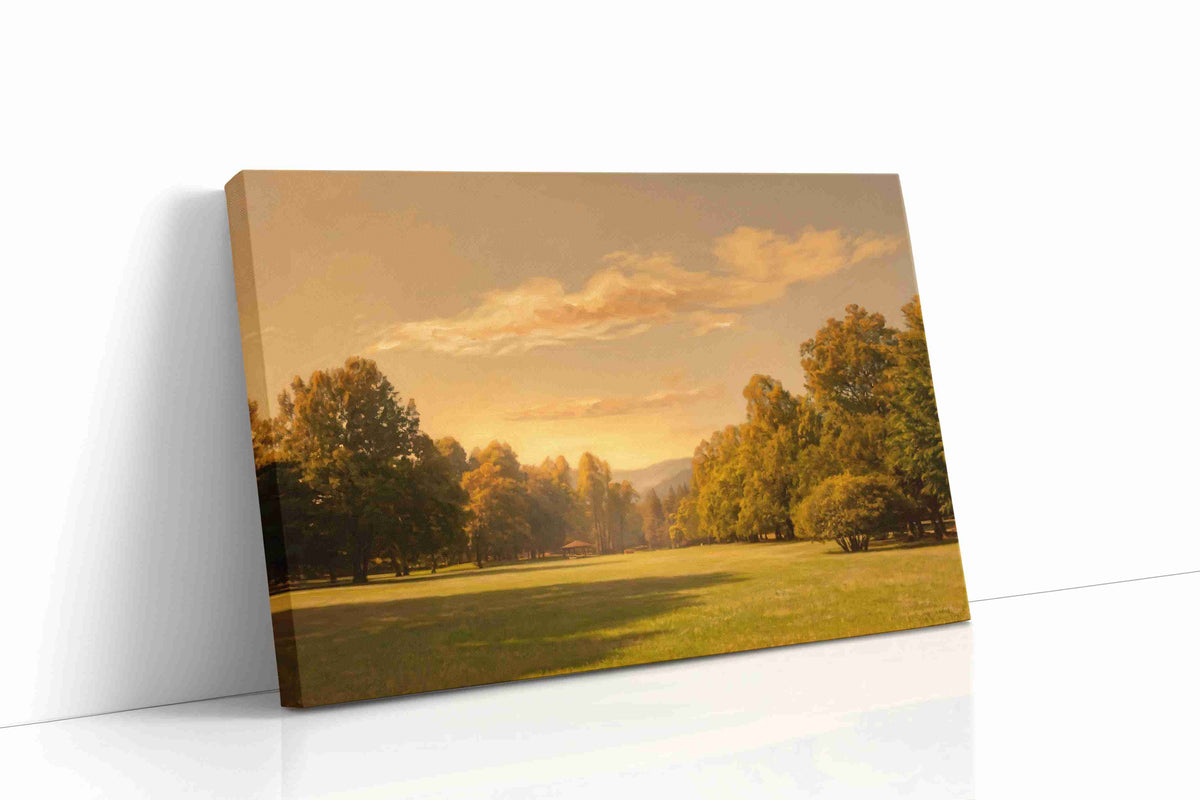 Golden Tranquility at Dawn nature canvas print, gallery-wrapped, ready to hang