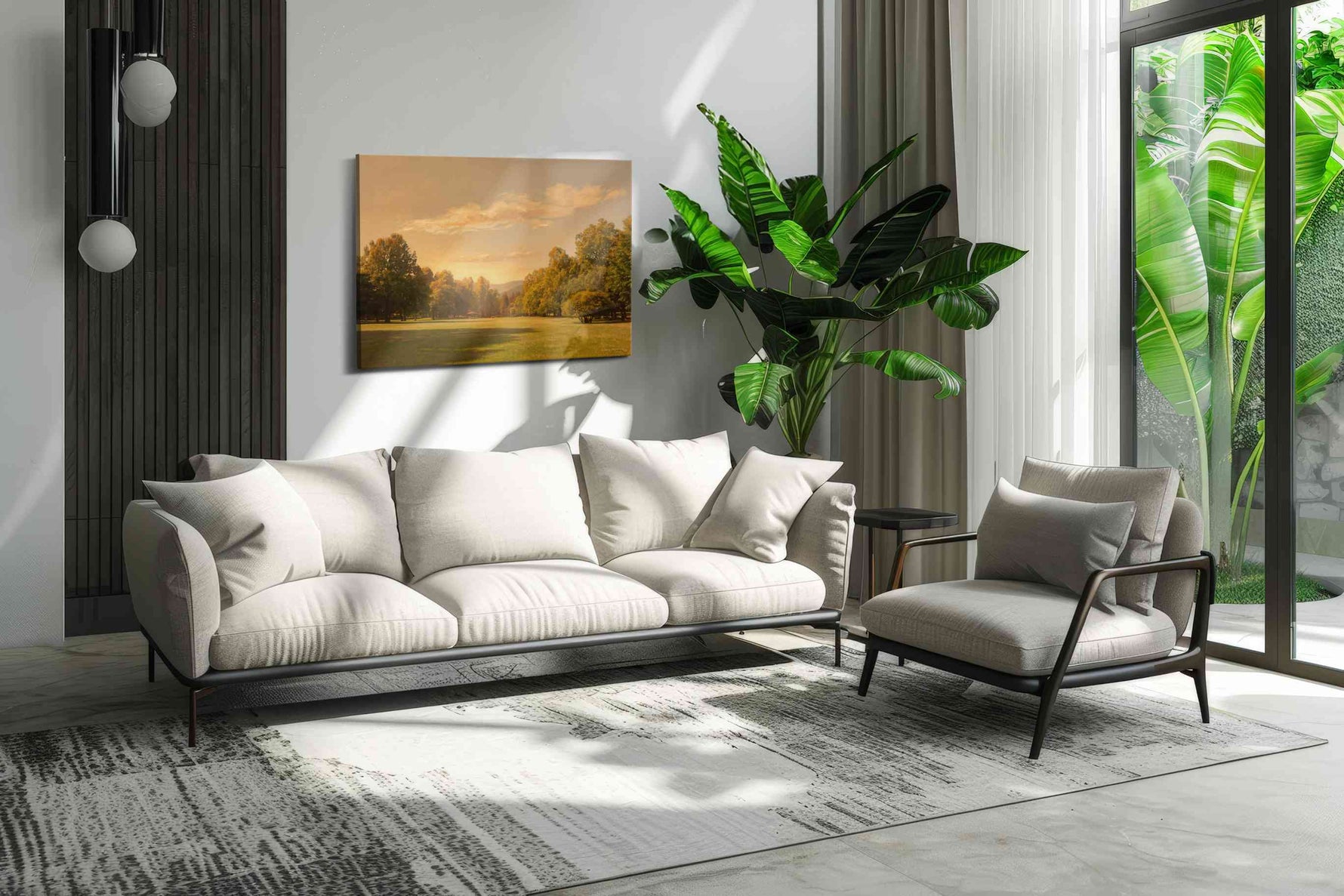 Golden Tranquility at Dawn (Landscape) - Nature, Nature Wall Art, Scenic Canvas Print, Natural Landscape Art in a hung canvas mockup