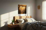 Heart of the Forest Lake nature canvas print, displayed in a bedroom
