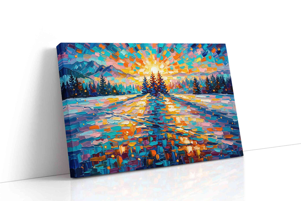 Luminous Winter Dawn nature canvas print, gallery-wrapped, ready to hang