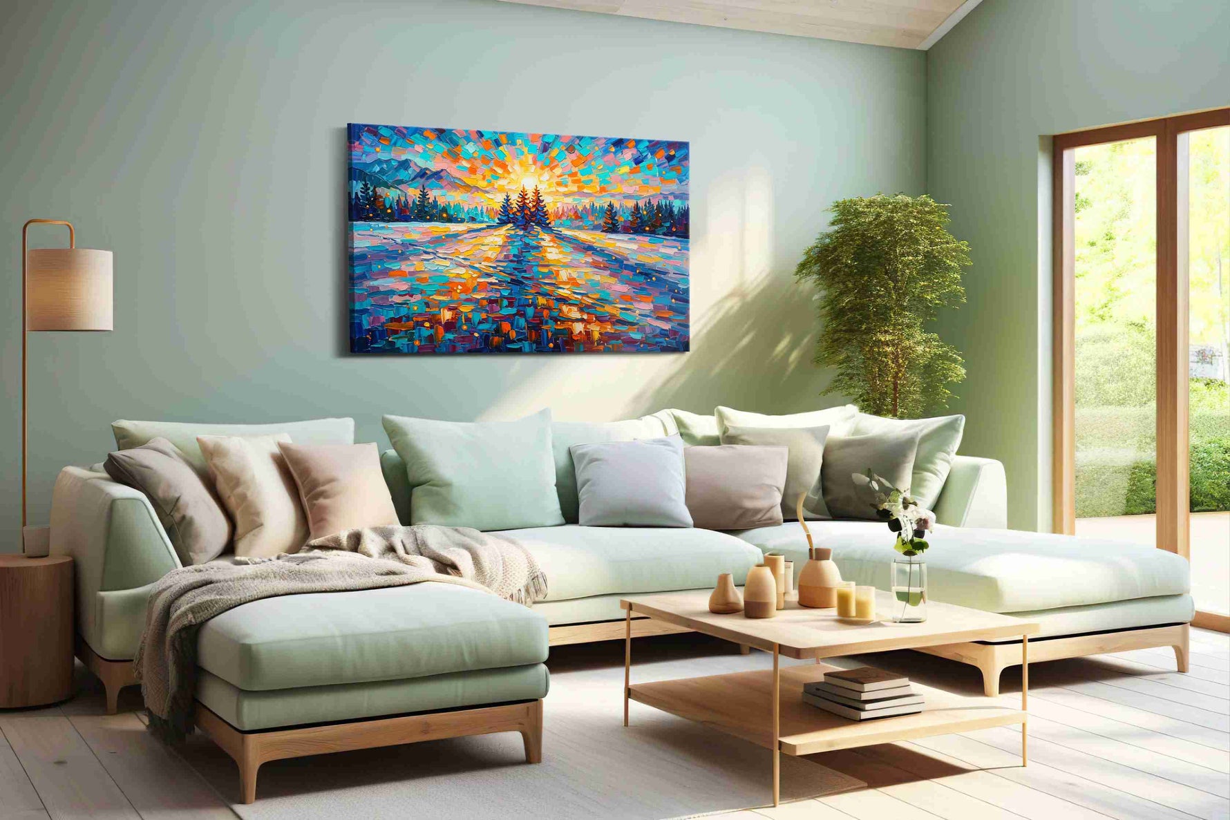 Luminous Winter Dawn (Landscape) - Nature, Nature Wall Art, Scenic Canvas Print, Natural Landscape Art in a hung canvas mockup
