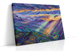 Mystical Sunrise Over Peaks nature canvas print, gallery-wrapped, ready to hang