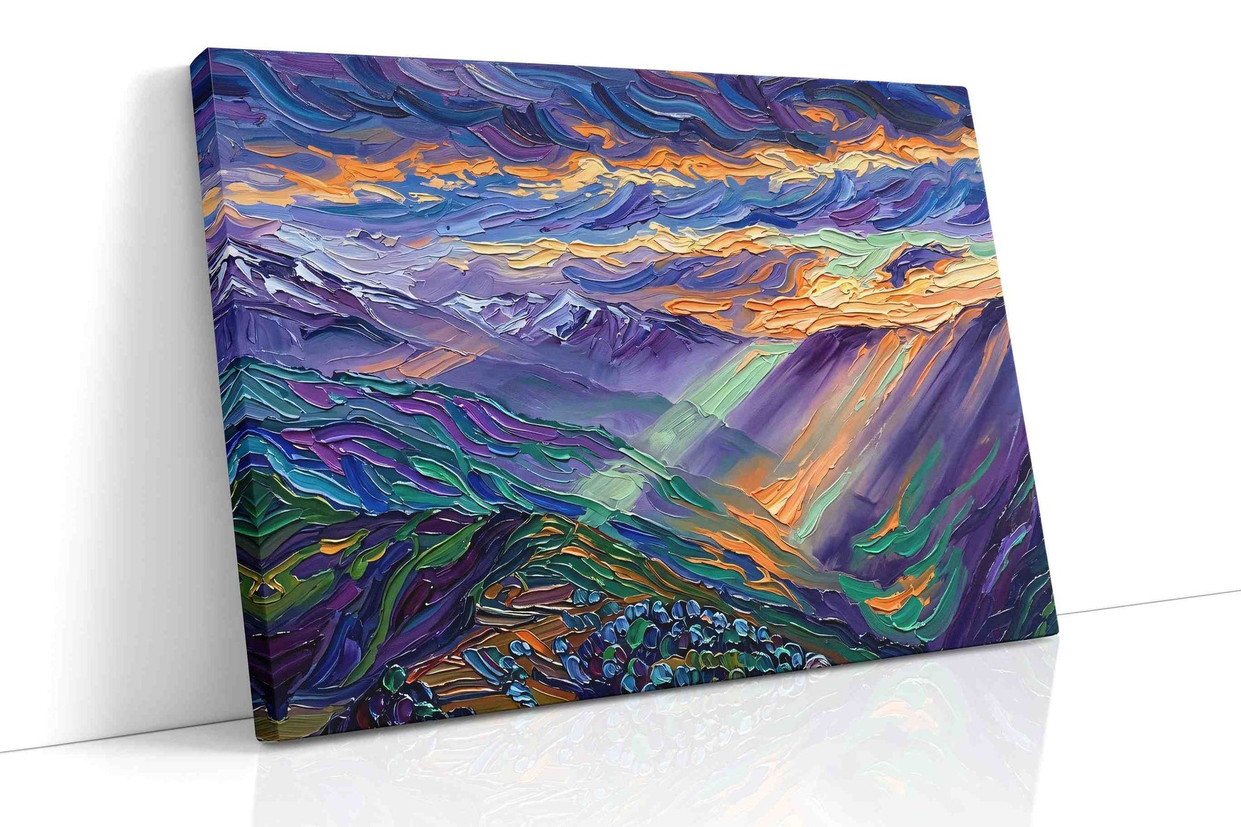 Mystical Sunrise Over Peaks nature canvas print, gallery-wrapped, ready to hang