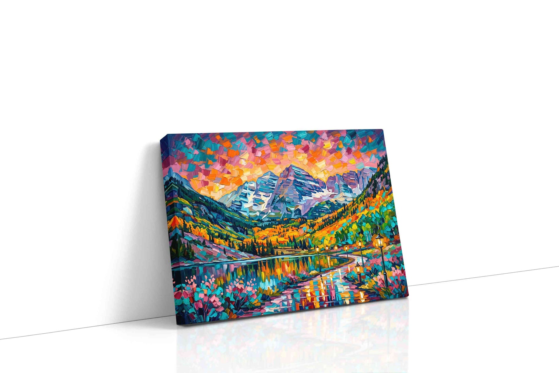 Prismatic Mountain Reverie nature canvas print, gallery-wrapped, ready to hang