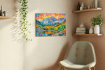 Prismatic Mountain Reverie nature canvas print, displayed in a living room