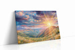 Radiant Dawn Over Valleys nature canvas print, gallery-wrapped, ready to hang