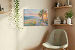 Radiant Dawn Symphony landscape canvas print styled in a living room