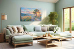 Radiant Dawn Symphony landscape canvas print, hanging on wall