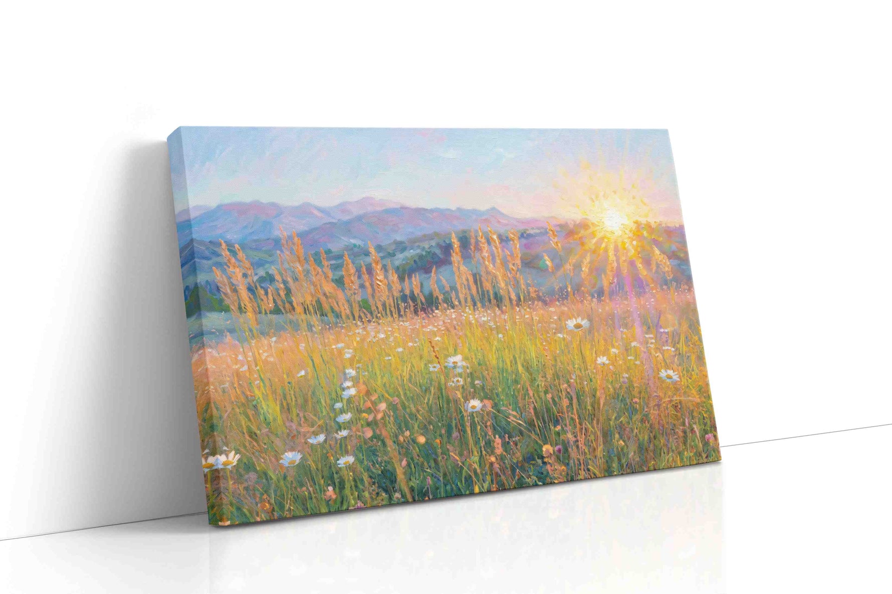 Radiant Meadow Dawn landscape canvas print gallery-wrapped landscape canvas studio shot