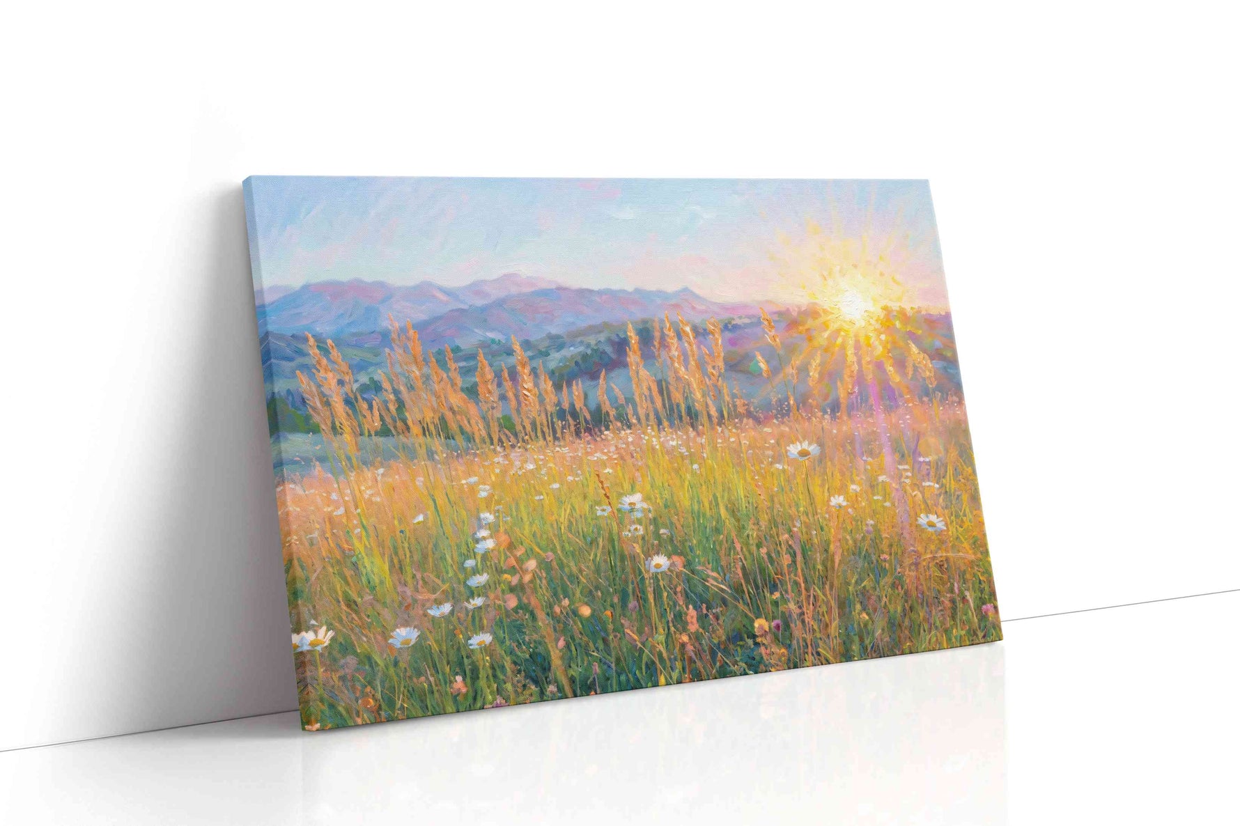 Radiant Meadow Dawn landscape canvas print, gallery-wrapped, ready to hang